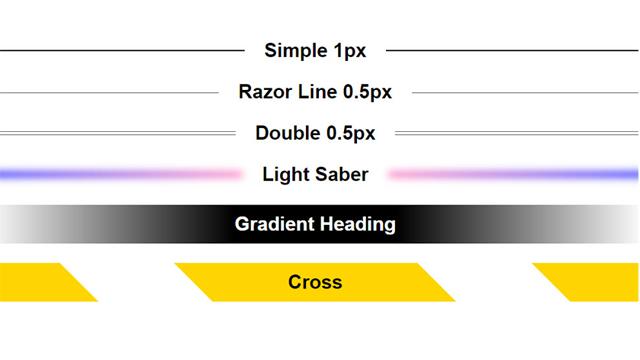 Different Headings Combinations with Line Separators