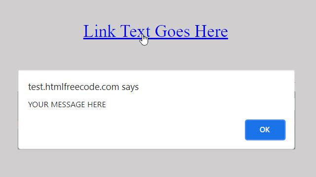 Link with Alert on Mouseover or mouse hover